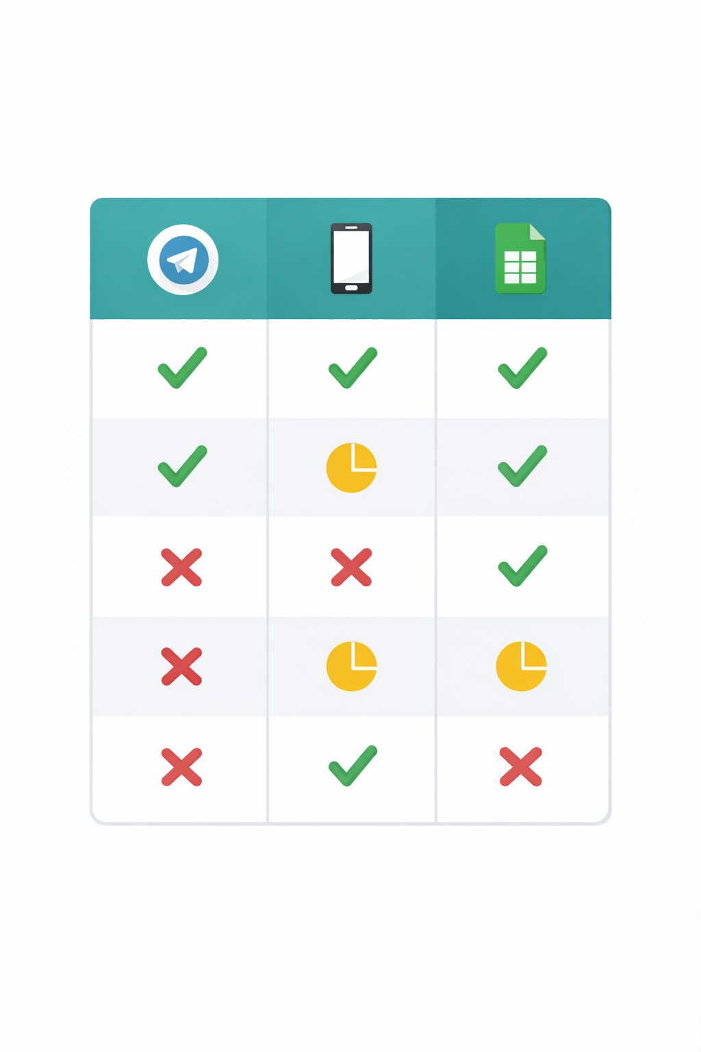 Tabel perbandingan bot Telegram SpendyBot vs aplikasi keuangan vs spreadsheet